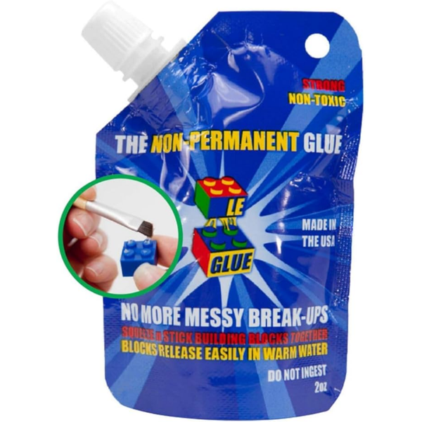 Le Glue - Lego Lim - Tillfälligt lim för Lego, som kan lösas upp i vatten - Non-Permanent Glue - Giftfritt & Säkert för Barn