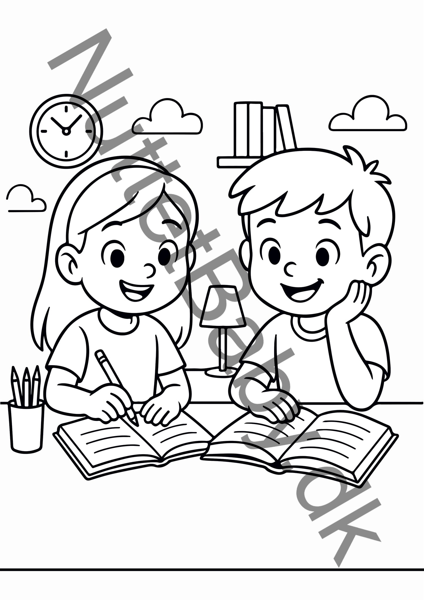 Børn laver lektier farvelægning