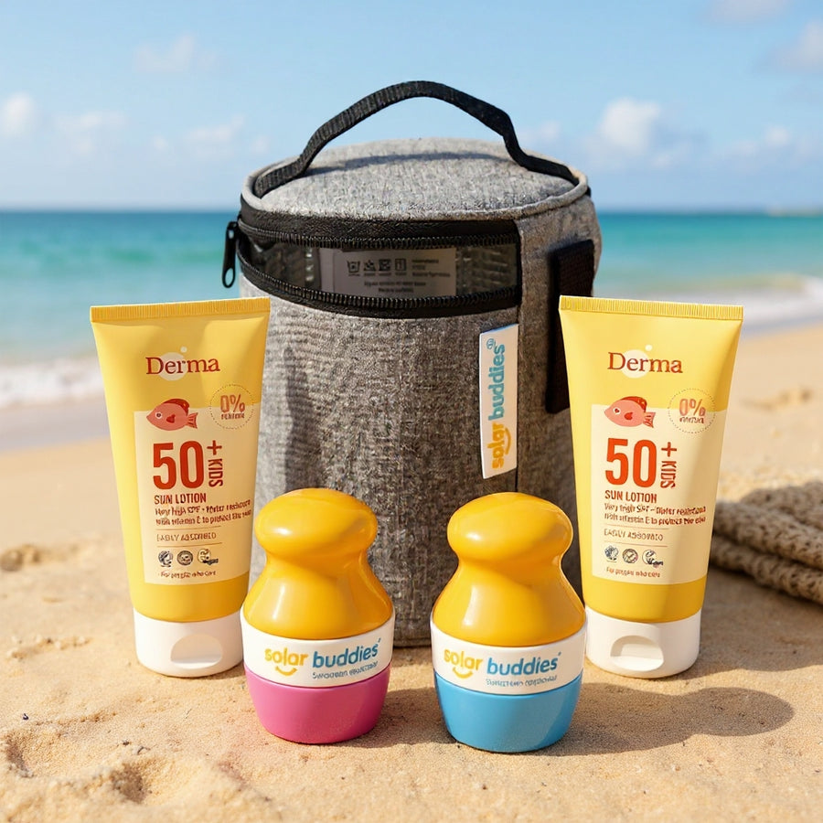 Solar Buddies familj sommarbundle – livsstilsbild stranddag