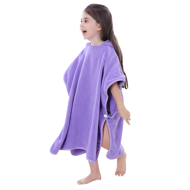 Badponcho för barn - Lila uggla
