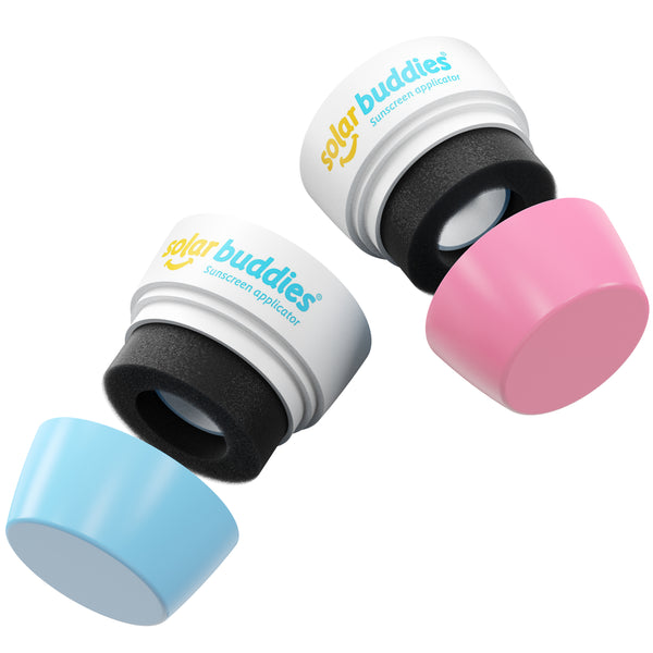 Utbyteshuvud för Solar Buddies solkrämsapplikator – pink och blå
