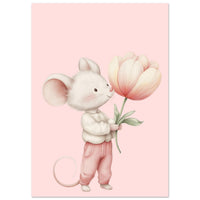 Söt mus med blomma poster
