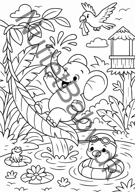 Elefant og and farvelægning