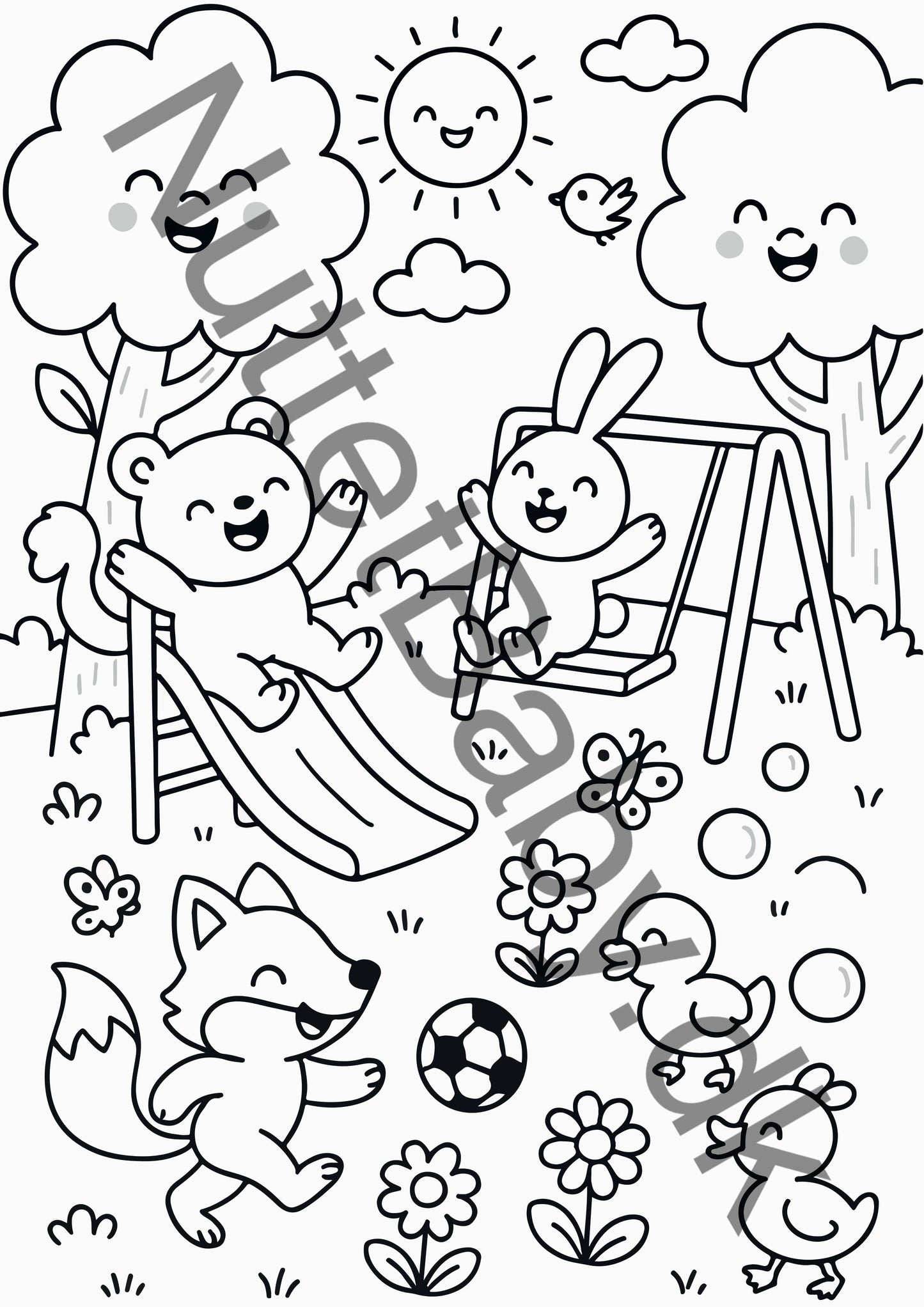 Legeplads med dyr farvelægning