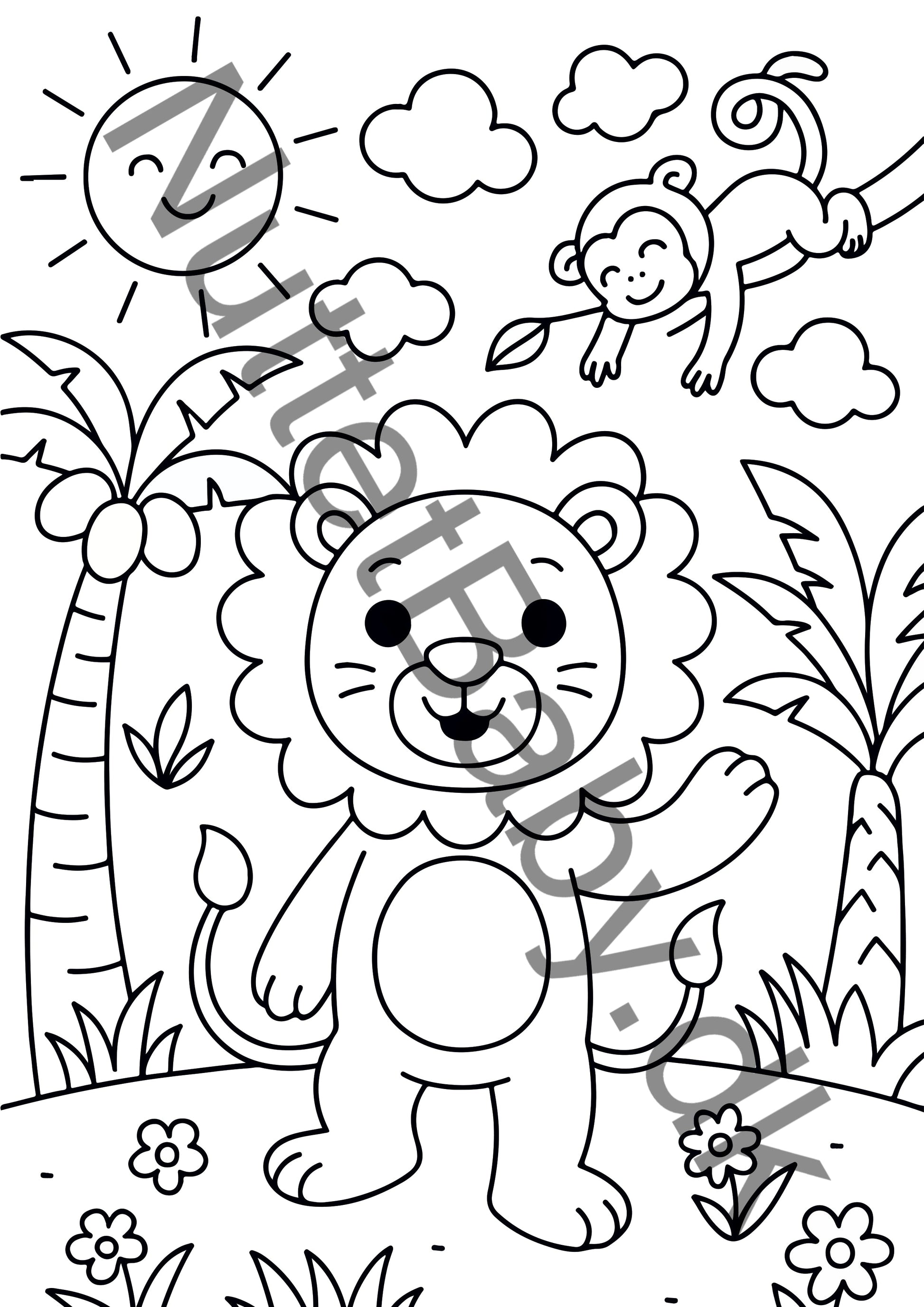 Løve i junglen farvelægning