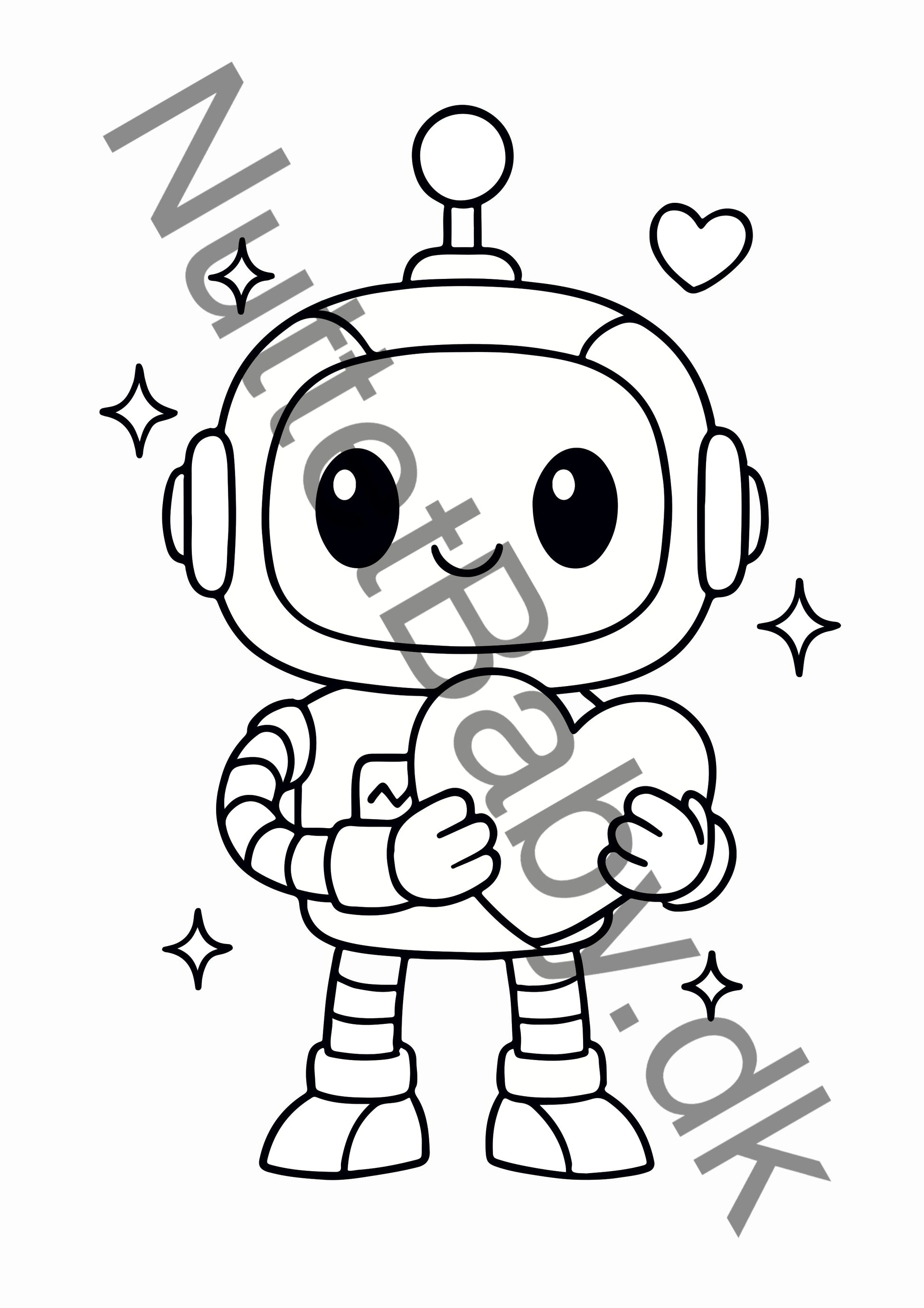 Robot med hjerte farvelægning