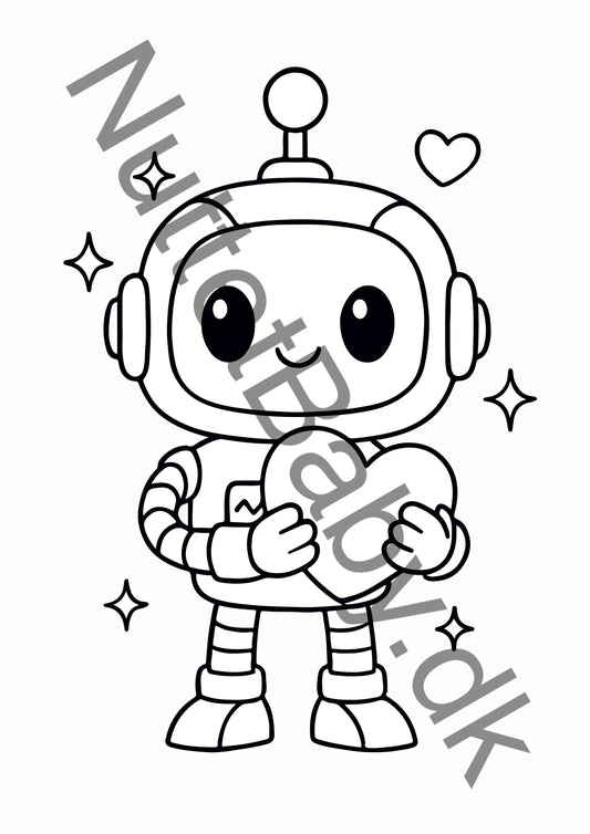 Robot med hjerte farvelægning