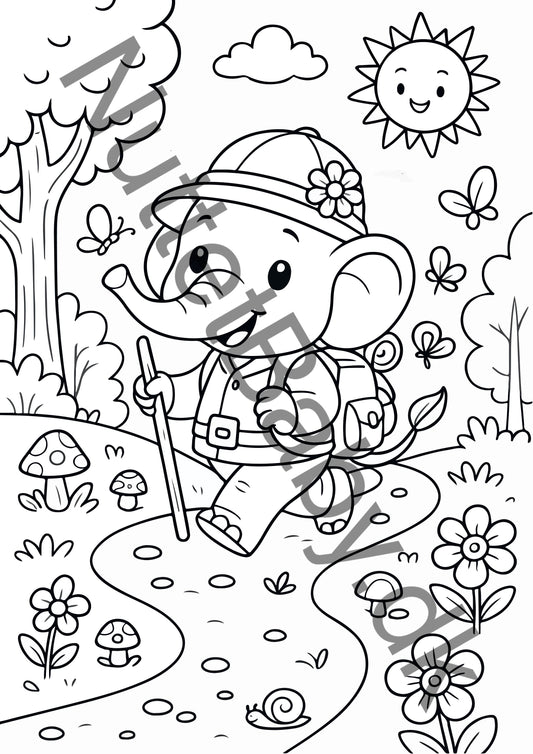 Elefant på vandretur farvelægning