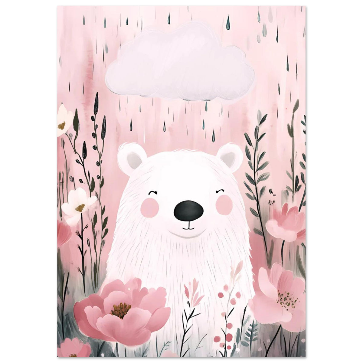 Bamse i blommor affisch
