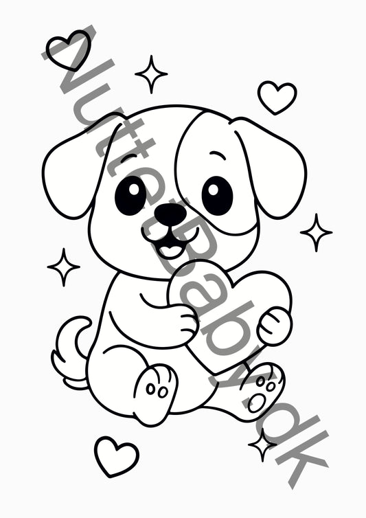 Hundehvalp med hjerte farvelægning