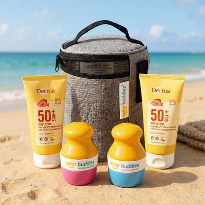 Solar Buddies familj sommarbundle – livsstilsbild stranddag