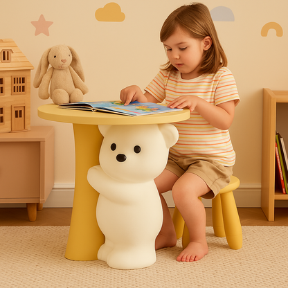 Sød bjørneformet natbord – dekorativt børnenatbordbord i harpiksdesign