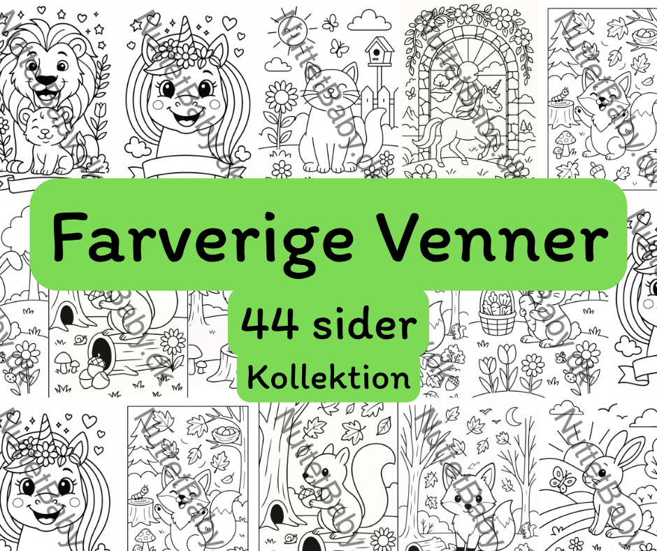 Farverige venner kollektionen - 44 sider til farvelægning