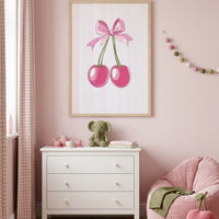 Körsbär med rosa rosett poster