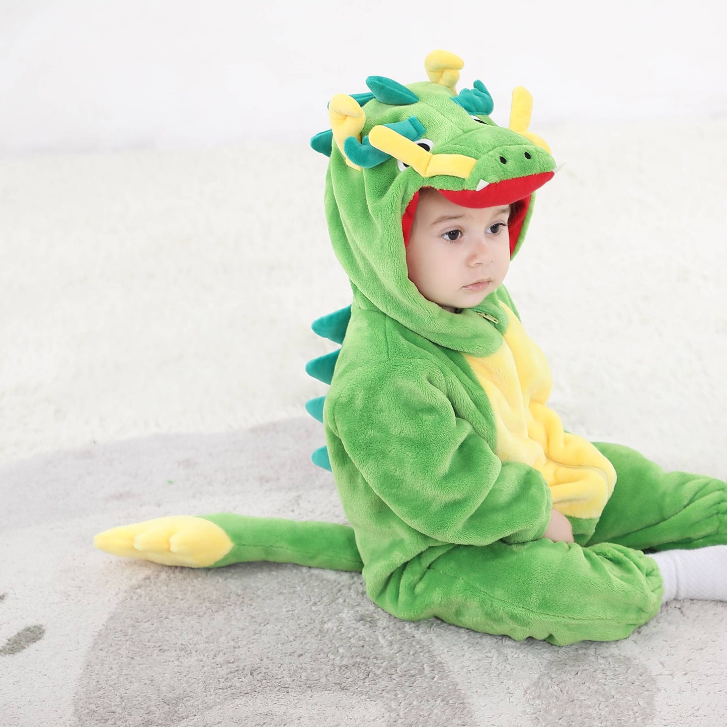 Grön drake-dräkt för barn