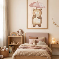 Nalle med paraply poster