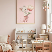 Söt mus med blomma poster