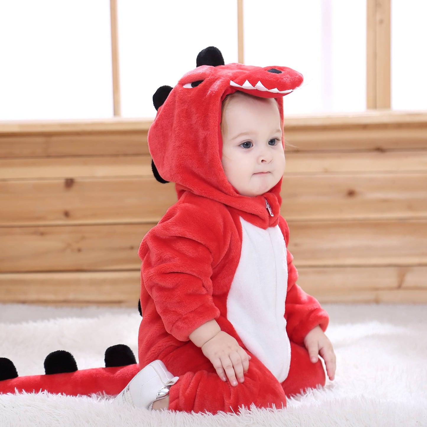 Rød T-Rex Kostume til Børn 0-6 år