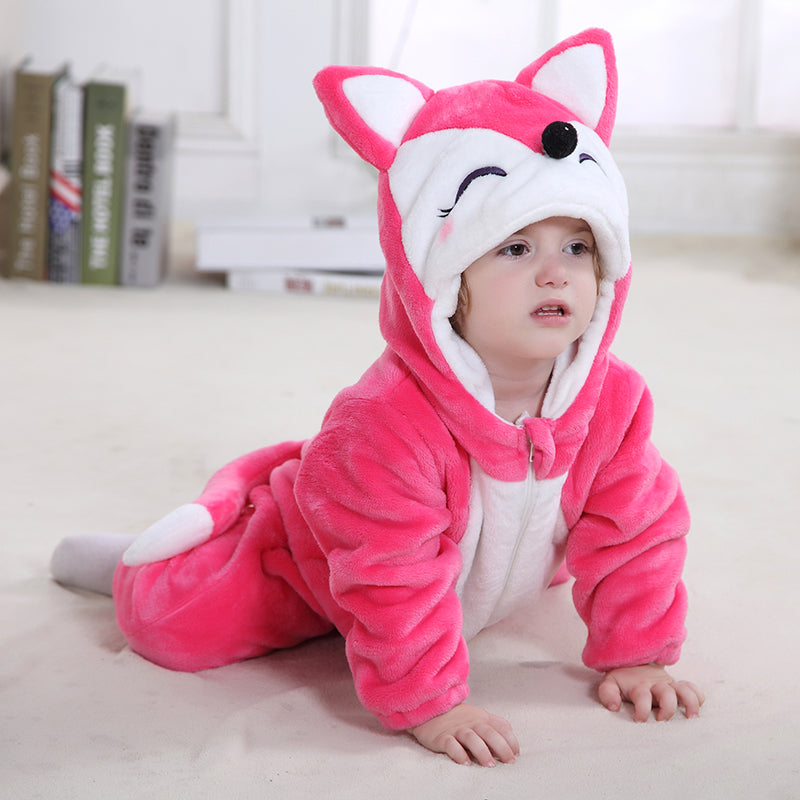 Lyserød Ræv Kostume til Børn 0-6 år